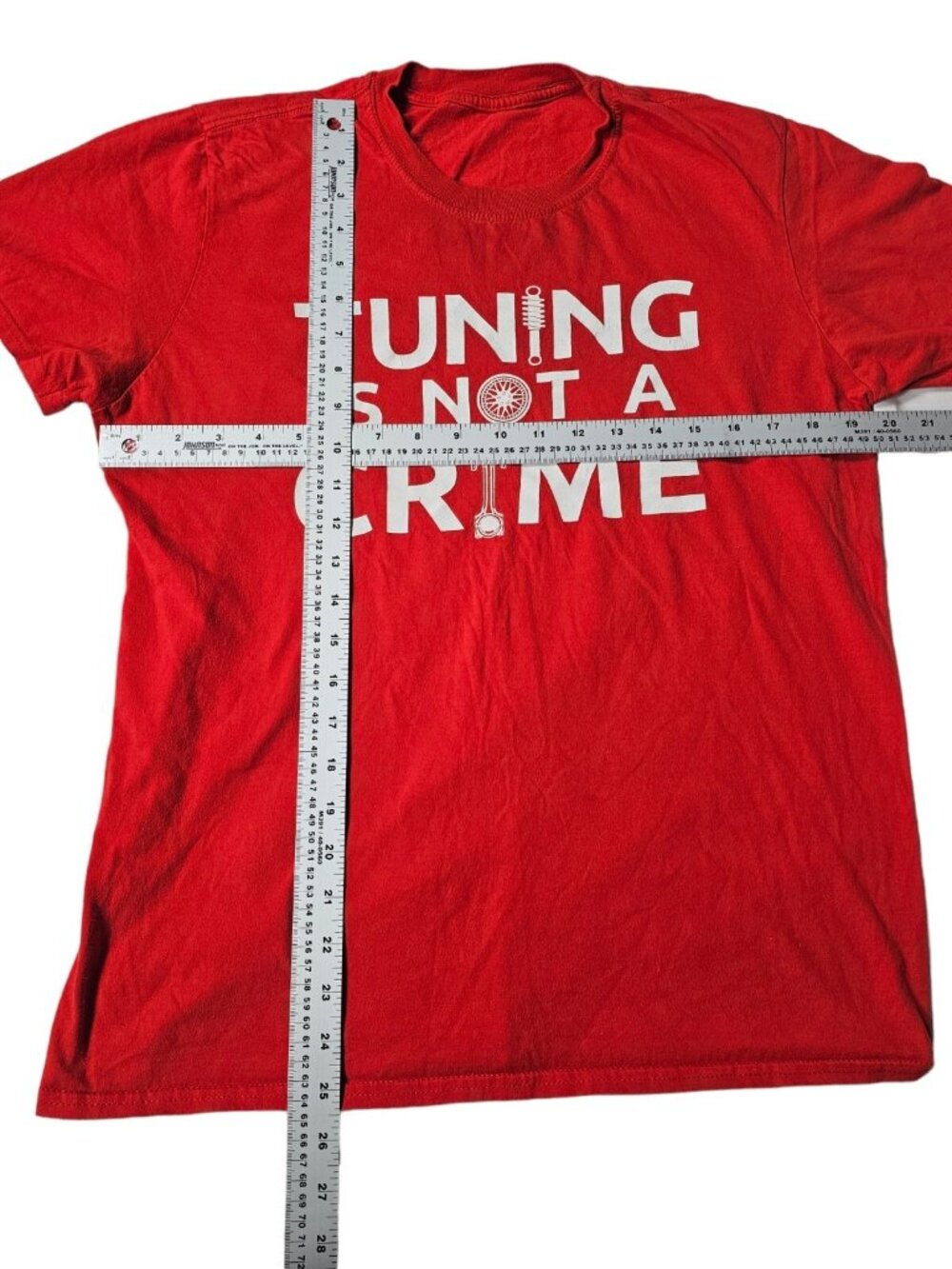 Tuning Is Not A Crime Mens Graphic T-Shirt Size Medium Red Car Enthusiast Tee